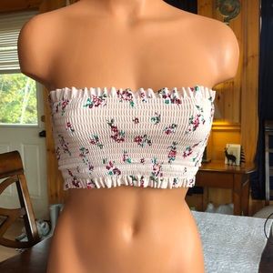 Pink floral Bandeau/swim Top